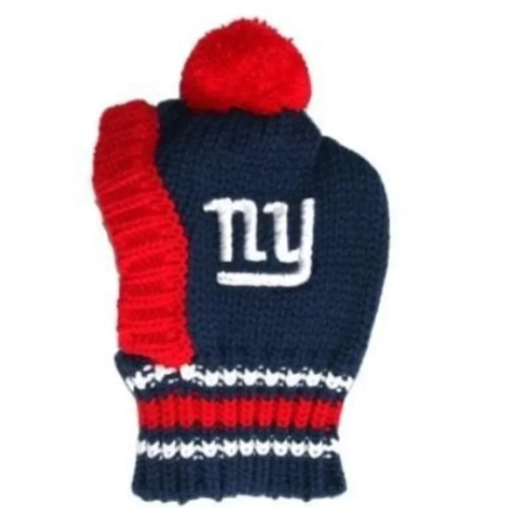 Dog Puppy Cat NFL New York Giants Knit Beanie Hat M Blue Ski Snow Winter Pet